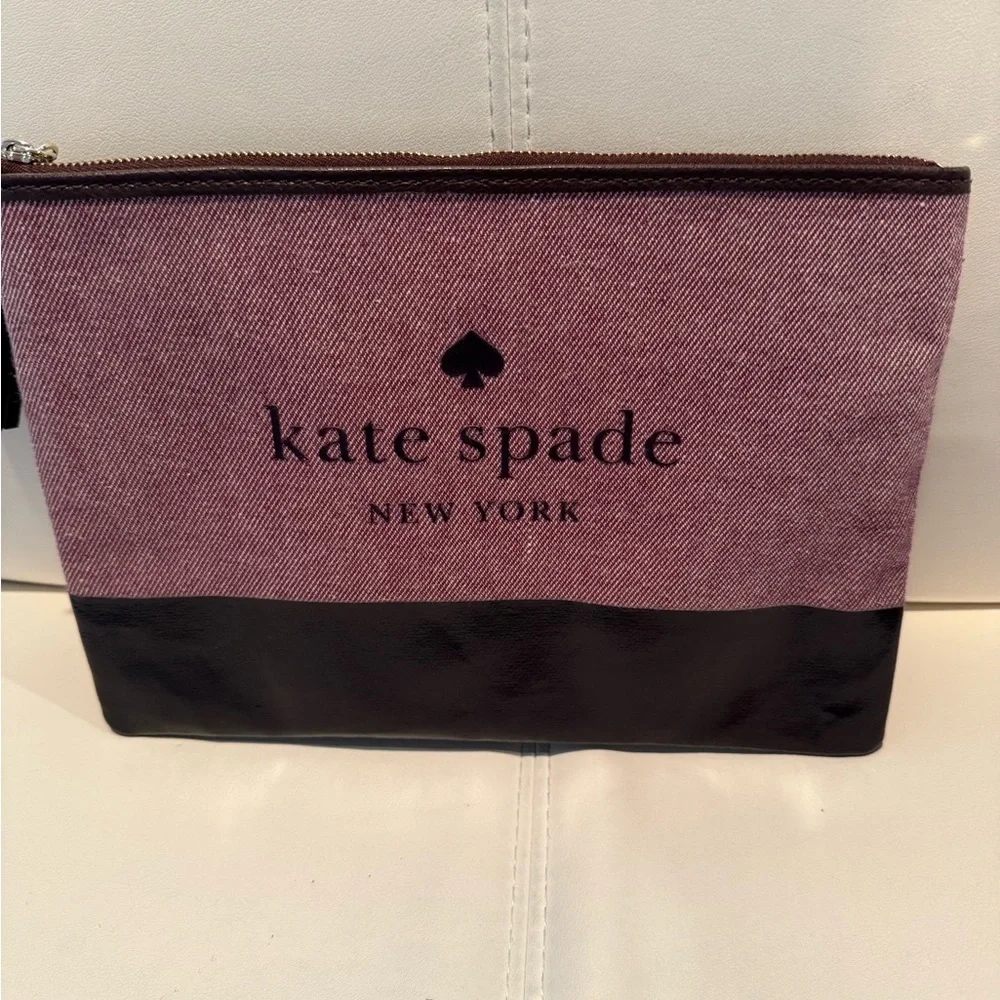Kate Spade Ash St. Logo Large Tassel Pouch Purple Canvas